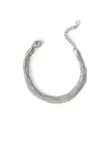 yumato S925 sterling silver multi-layer chain bracelet, elegant and high-end design, light luxury, fashionable and minimalist